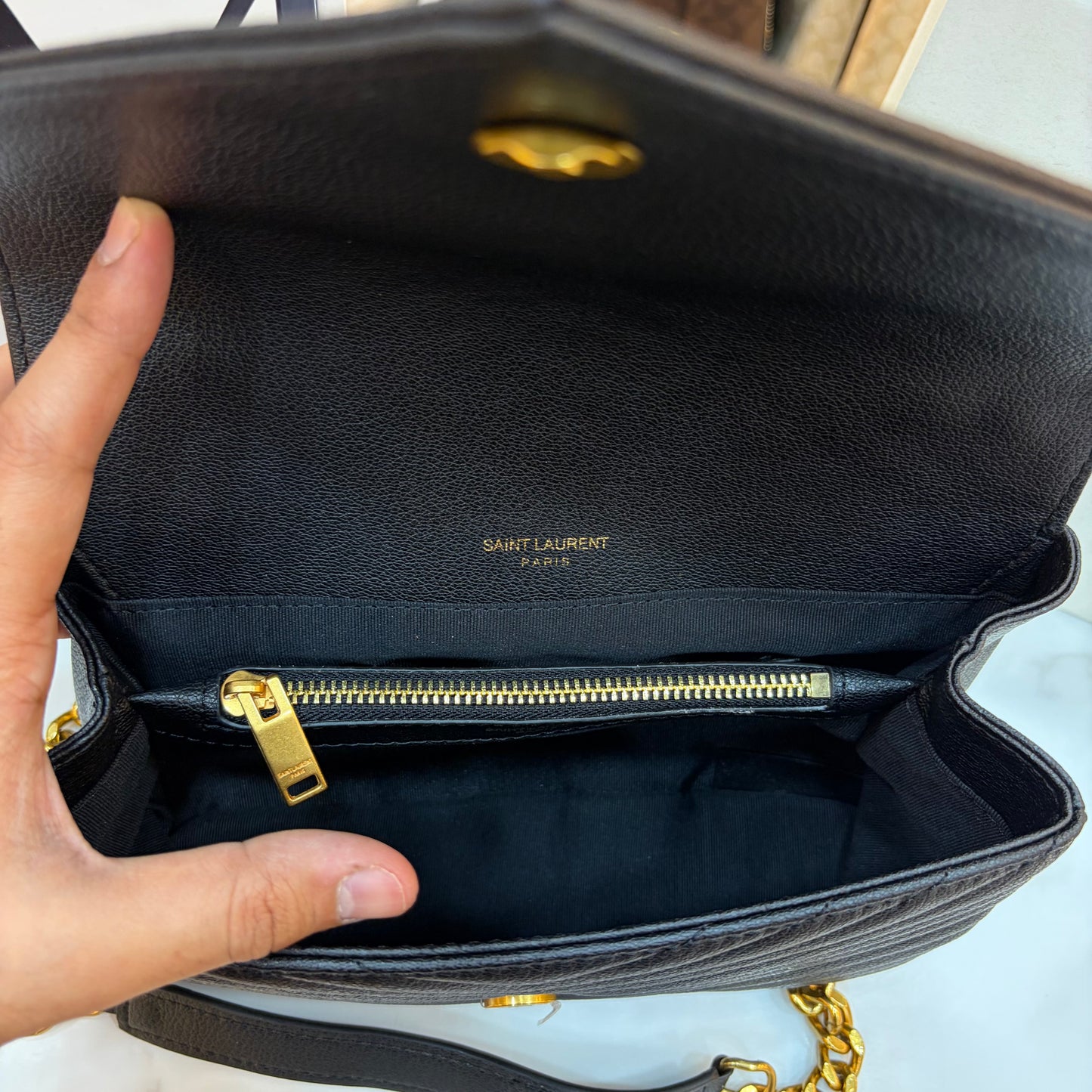 YSL Black Monogram College Leather Satchel