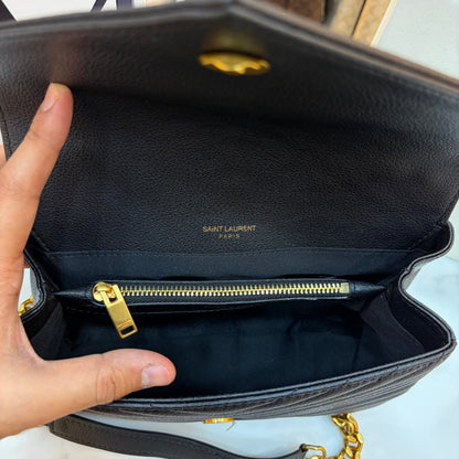 YSL Black Monogram College Leather Satchel