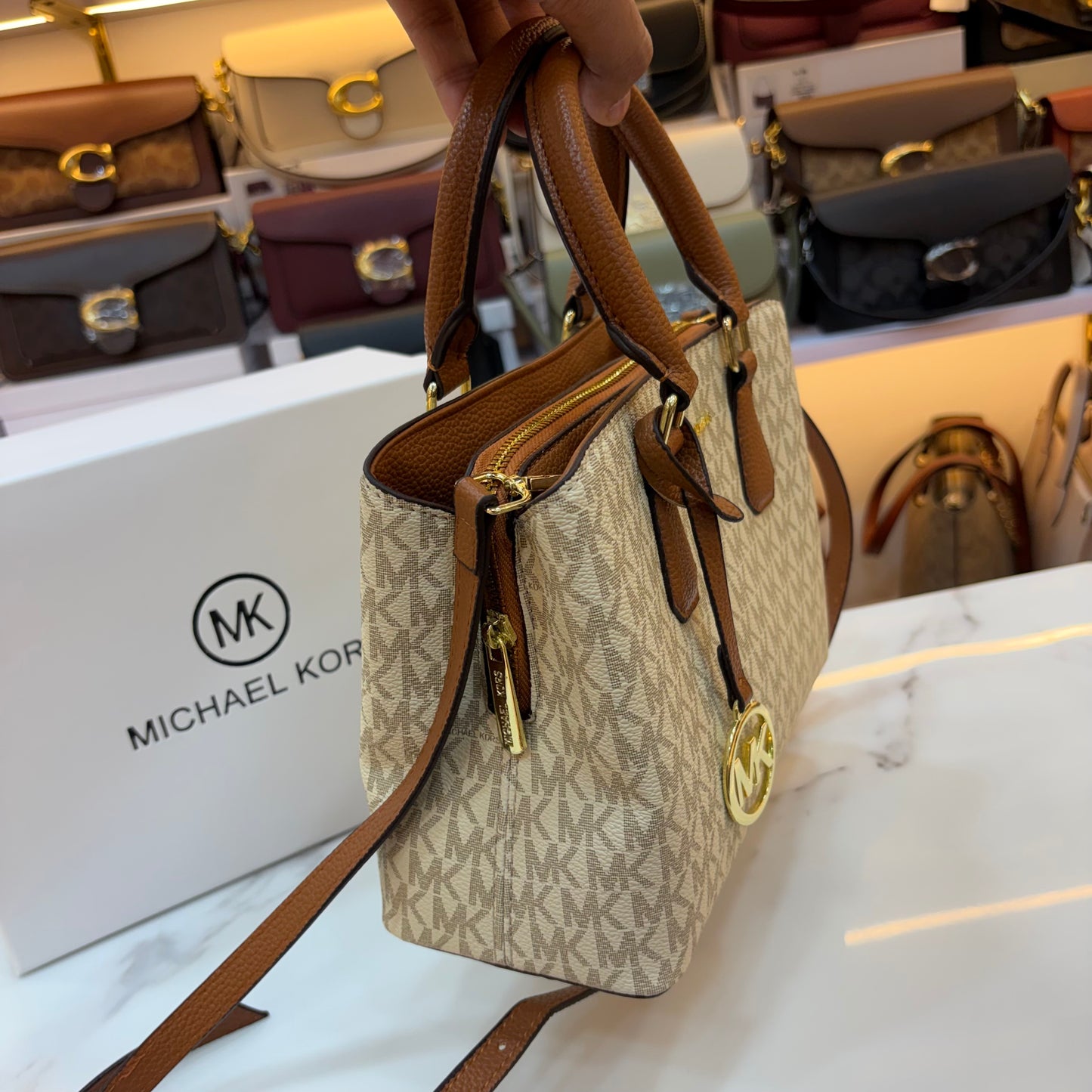 MK Sheila Medium Satchel - White