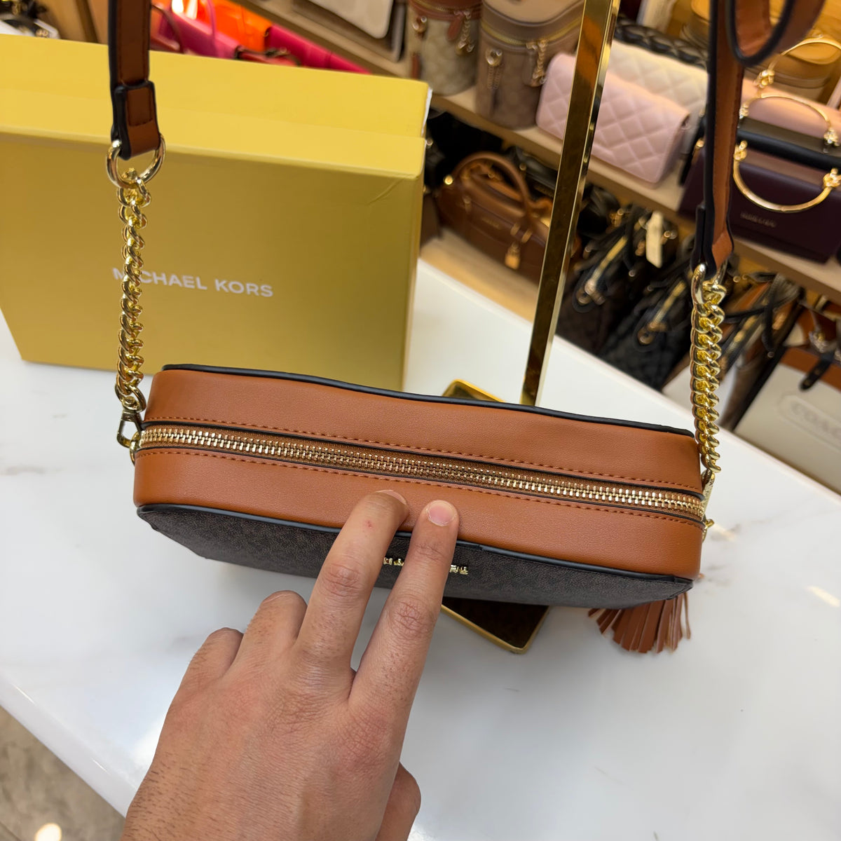 MK Dark Brown Jet Set Large Crossbody Bag