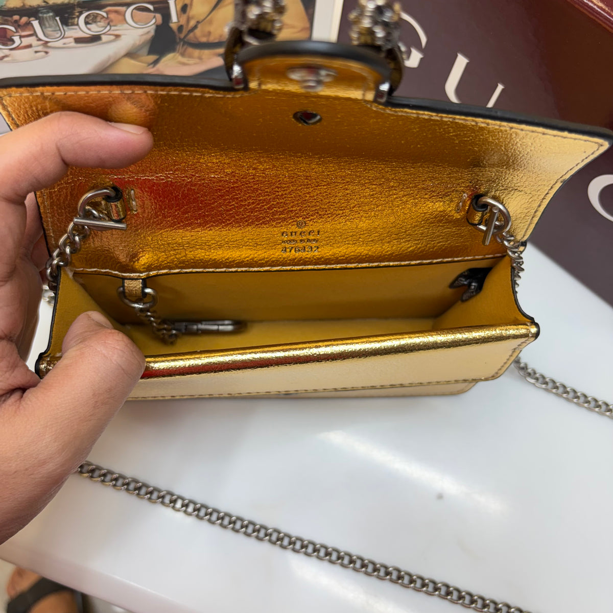 GG Diana Crossbody Bag (Double Box Packaging) - Metallic Gold