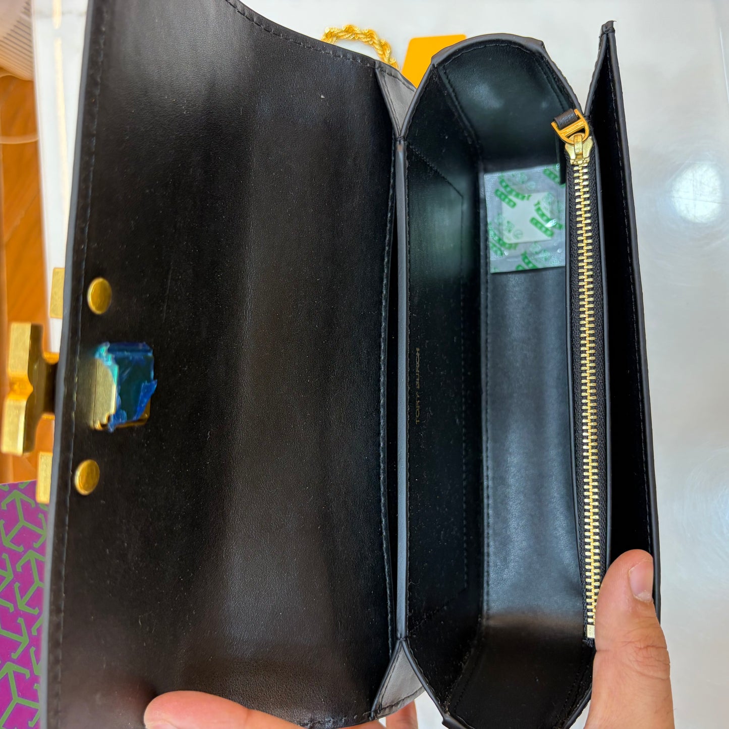 TB Eleanor Medium Croc Embossed Bag - Black