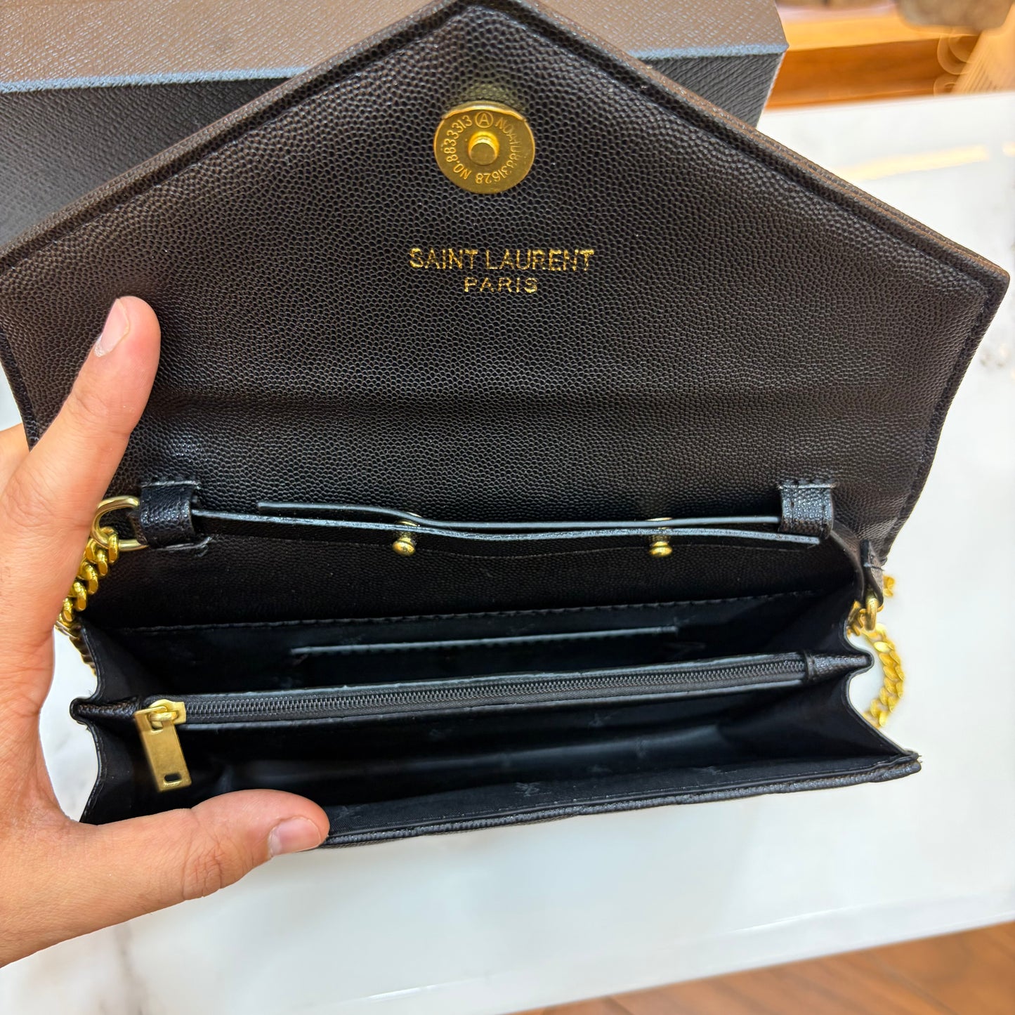 YSL Cassandre Wallet on Chain - Black