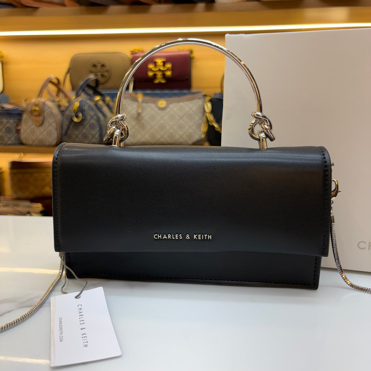 CNK Kristine Sculptural Handle Handbag - Noir