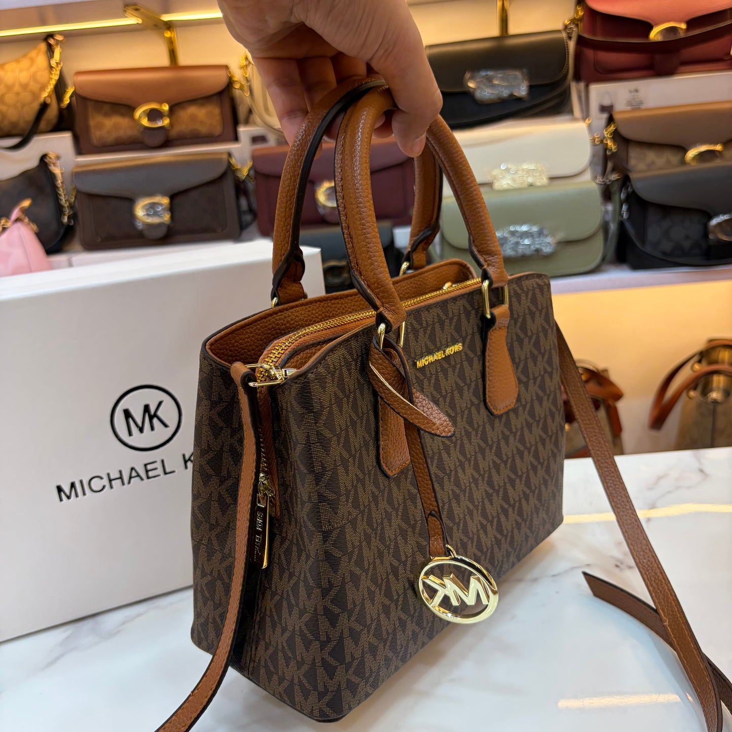 MK Sheila Medium Satchel - Brown