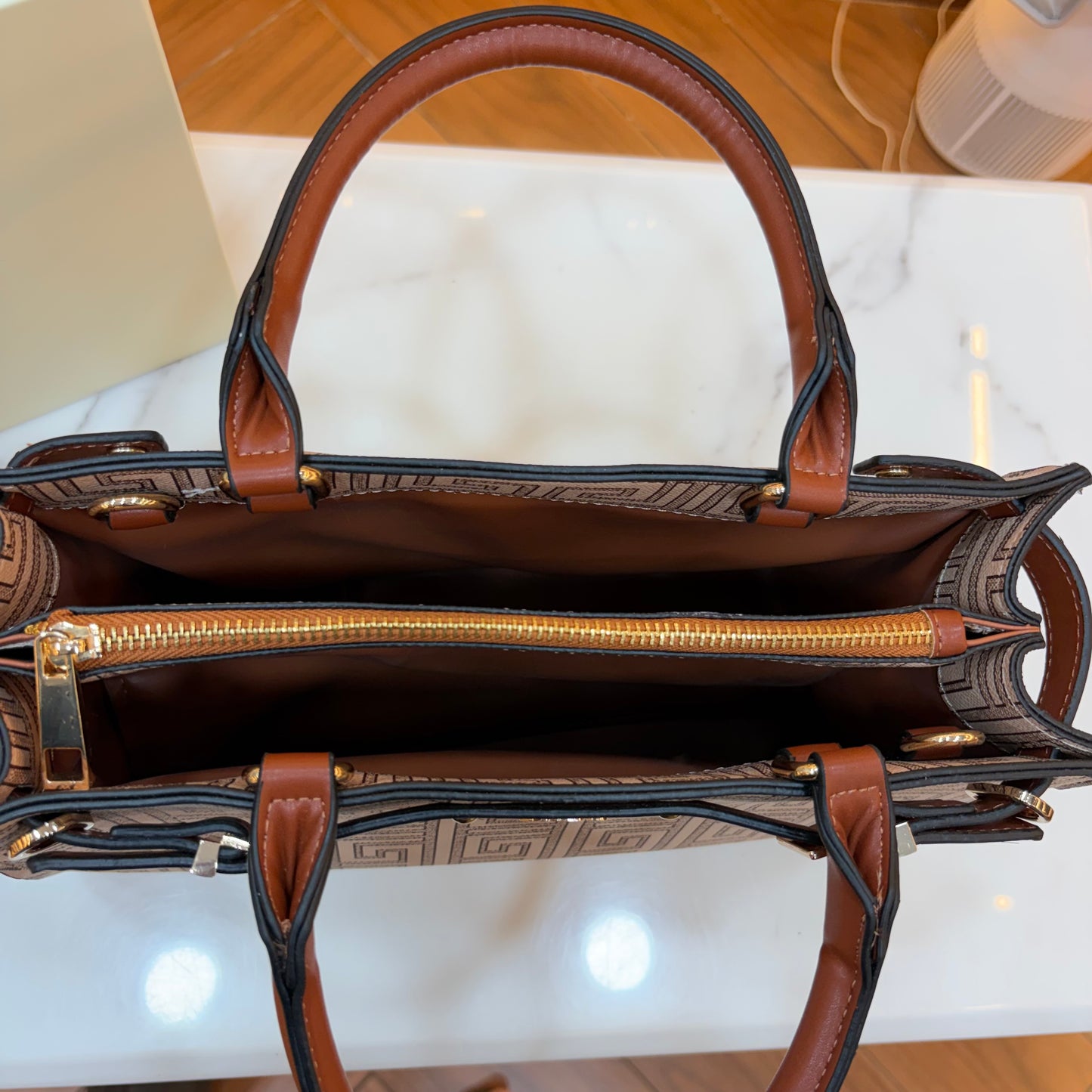 ALD Geometric Monogram Satchel - Brown