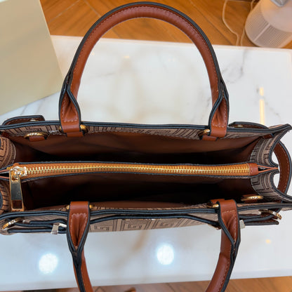 ALD Geometric Monogram Satchel - Brown