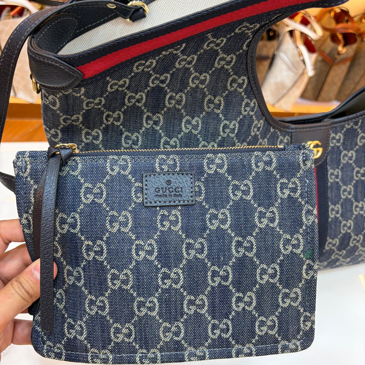 GG Giglio Large Tote Bag - Denim Canvas