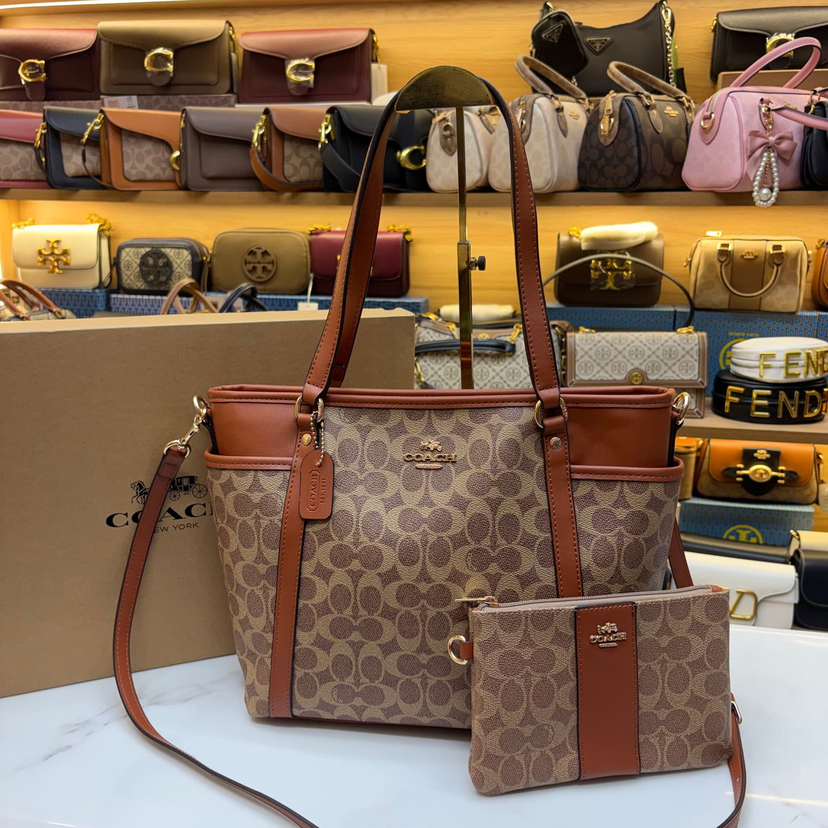 Coch Premium Tote With Wallet - Signature Colour