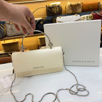 CNK Kristine Sculptural Handle Handbag - Cream