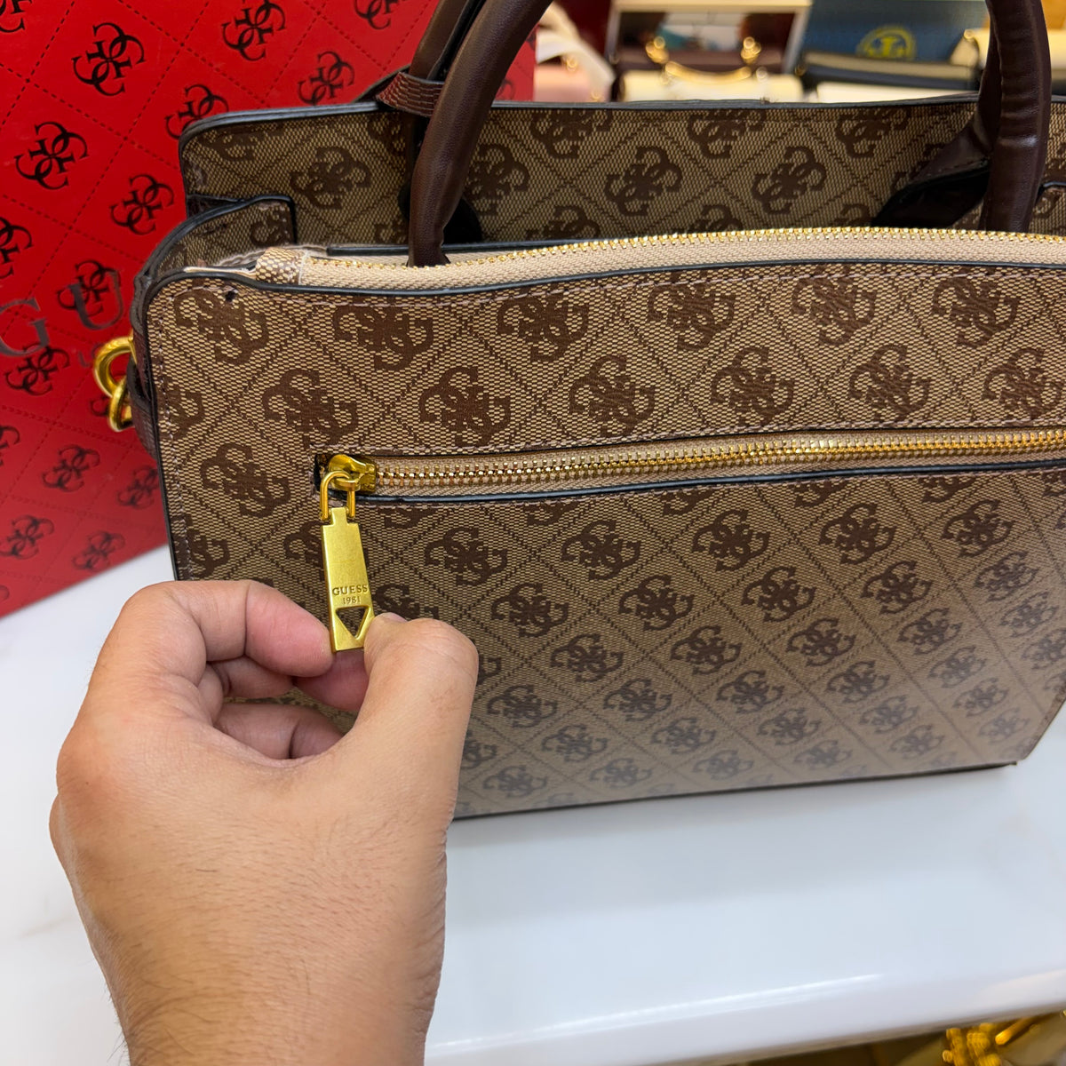 Guess Ginevra Elite Satchel - Monogram Print