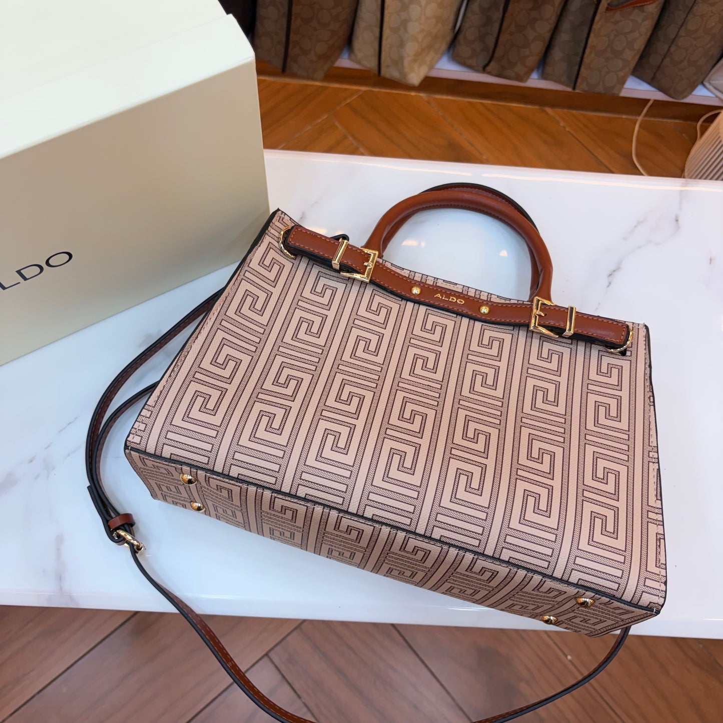 ALD Geometric Monogram Satchel - Brown