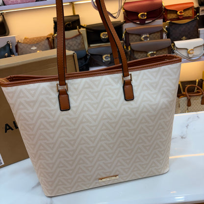 Ald Large Tote Bag - White Tan Colour
