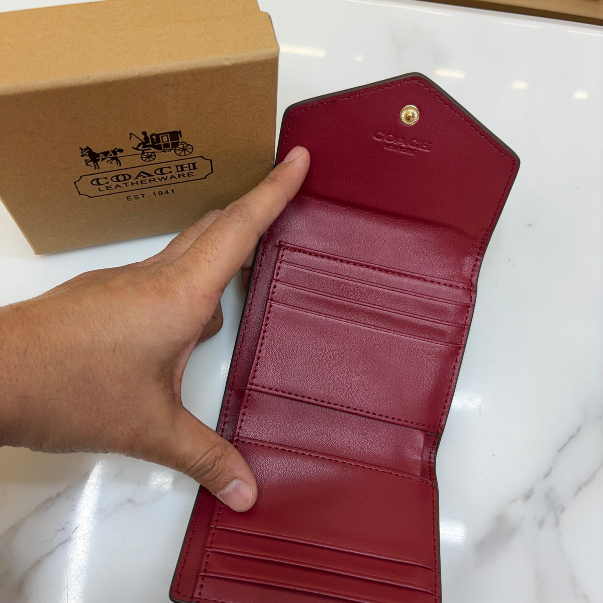 Coch Trifold Wallet - Signature Brown