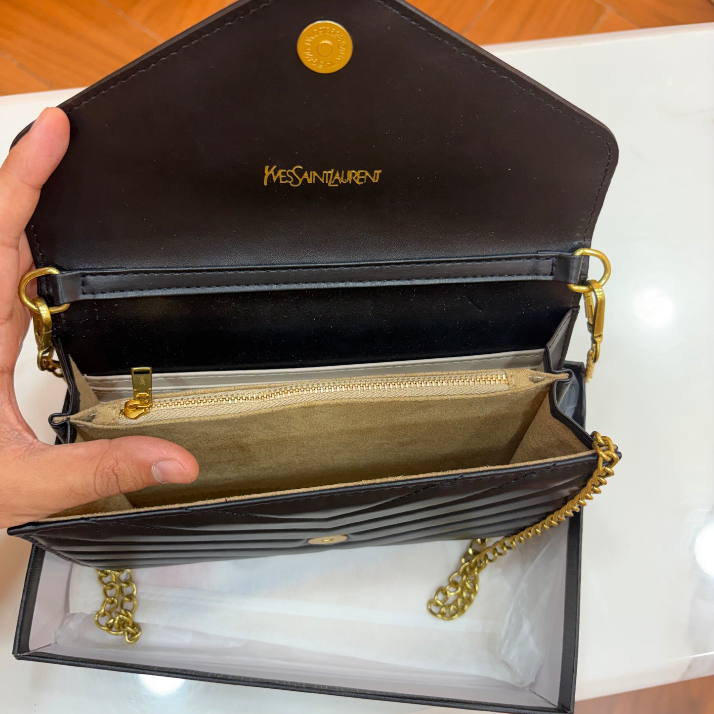 YSL Clutch Sling - Black