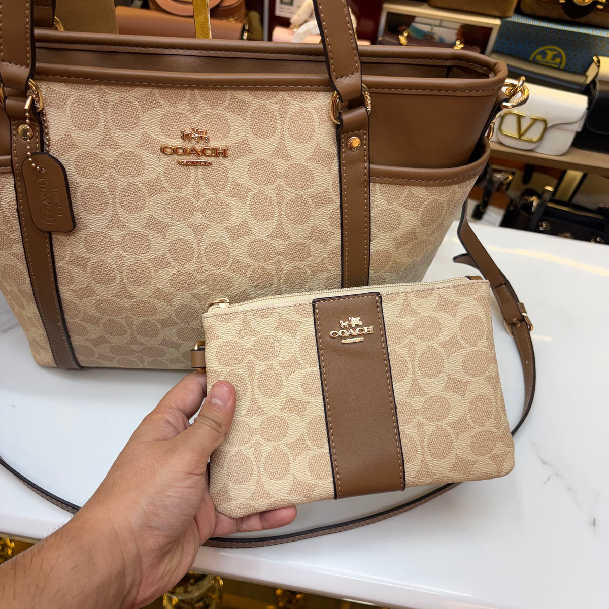 Coch Premium Tote With Wallet - Light Apricot