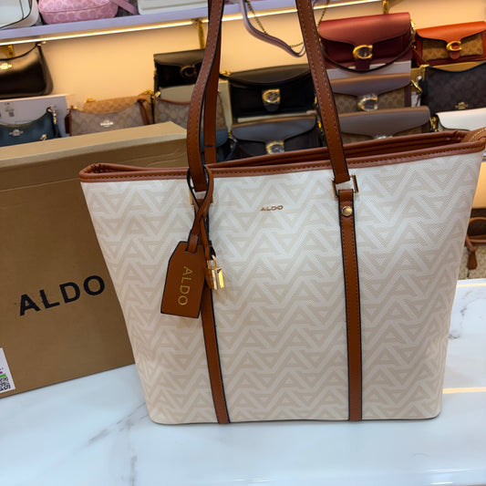 Ald Large Tote Bag - White Tan Colour