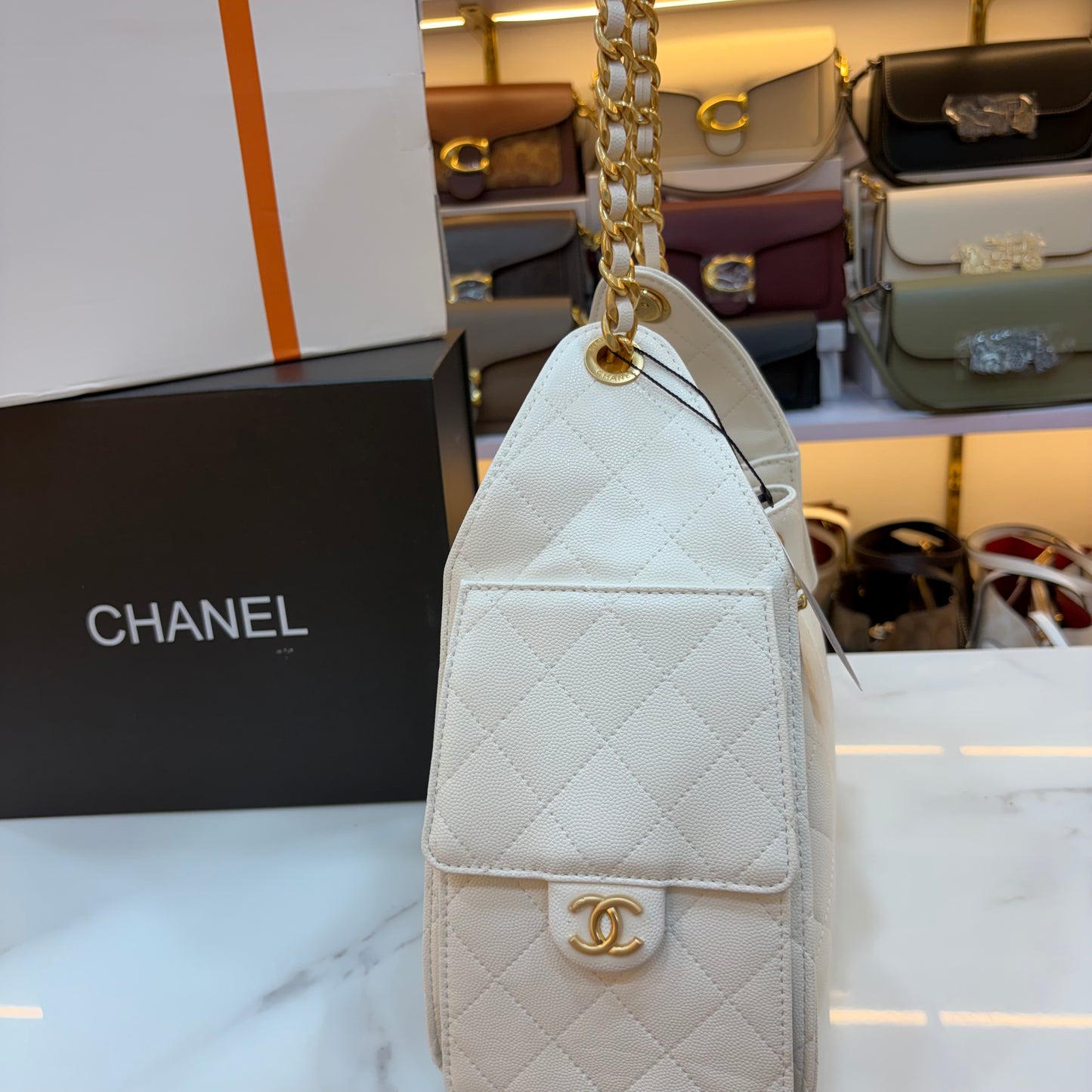 Chanel 25 Medium Handbag - White