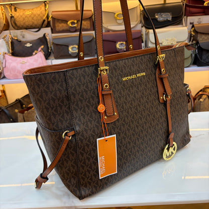 MK Voyager Large Tote Bag - Dark Brown & Tan