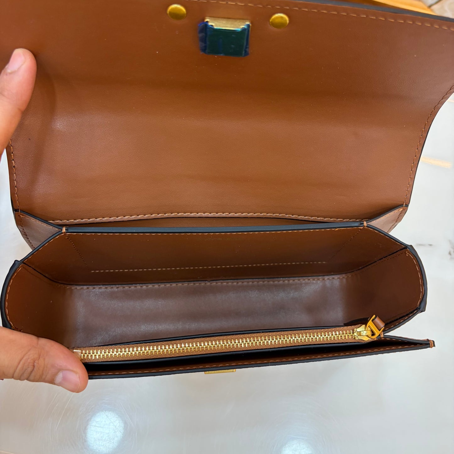TB Eleanor Medium Croc Embossed Bag - Tan