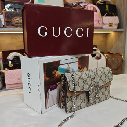 GG Diana Crossbody Bag (Double Box Packaging) - Beige Trim