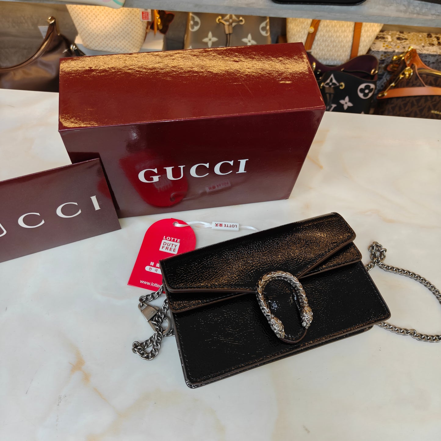 GG90 Diana Crossbody Double Box Packaging - Glossy Black Colour