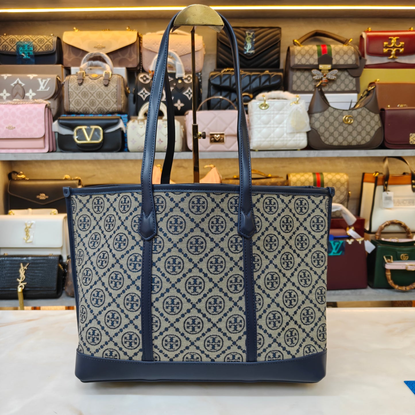 TB Perry T Monogram Triple Compartment - Blue