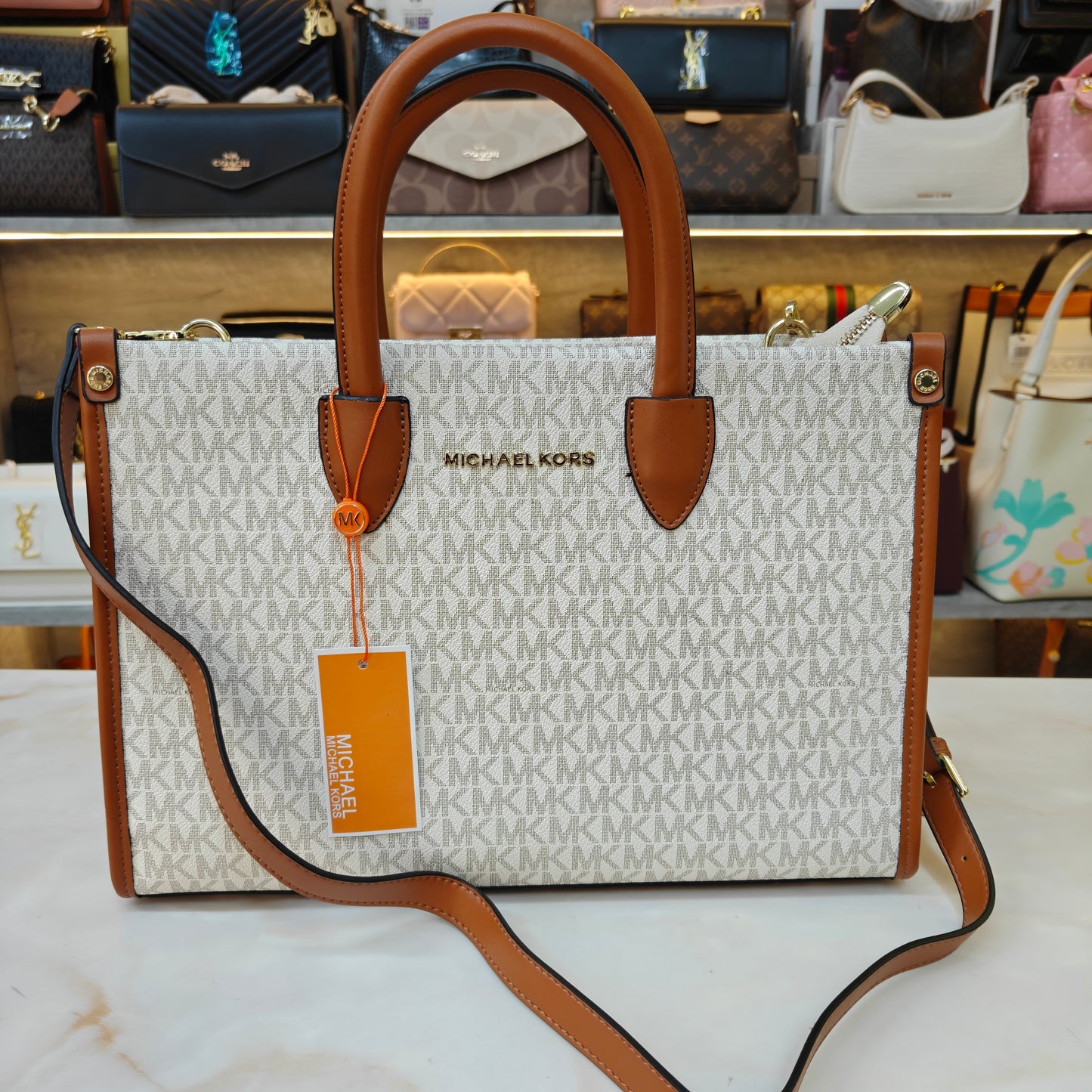 Mk Mirella Tote - Tan White