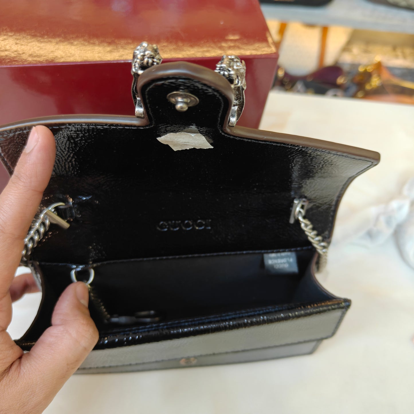 GG90 Diana Crossbody Double Box Packaging - Glossy Black Colour