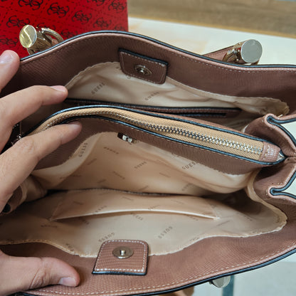 GUESS72 Satchel Bag - Designer Beige