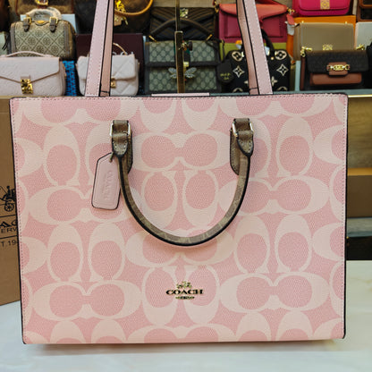 CH Maggie Tote Bag Ultra Premium with Box (Pink with Brown Handle)