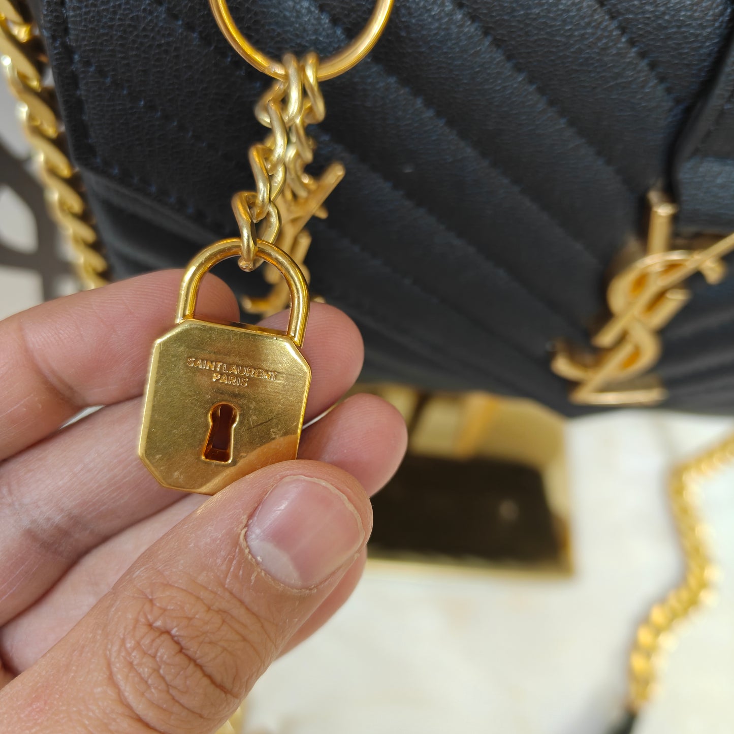 YSL College Medium Matelassé V-Flap Crossbody Bag - Black (Ultra Premium Double Box)