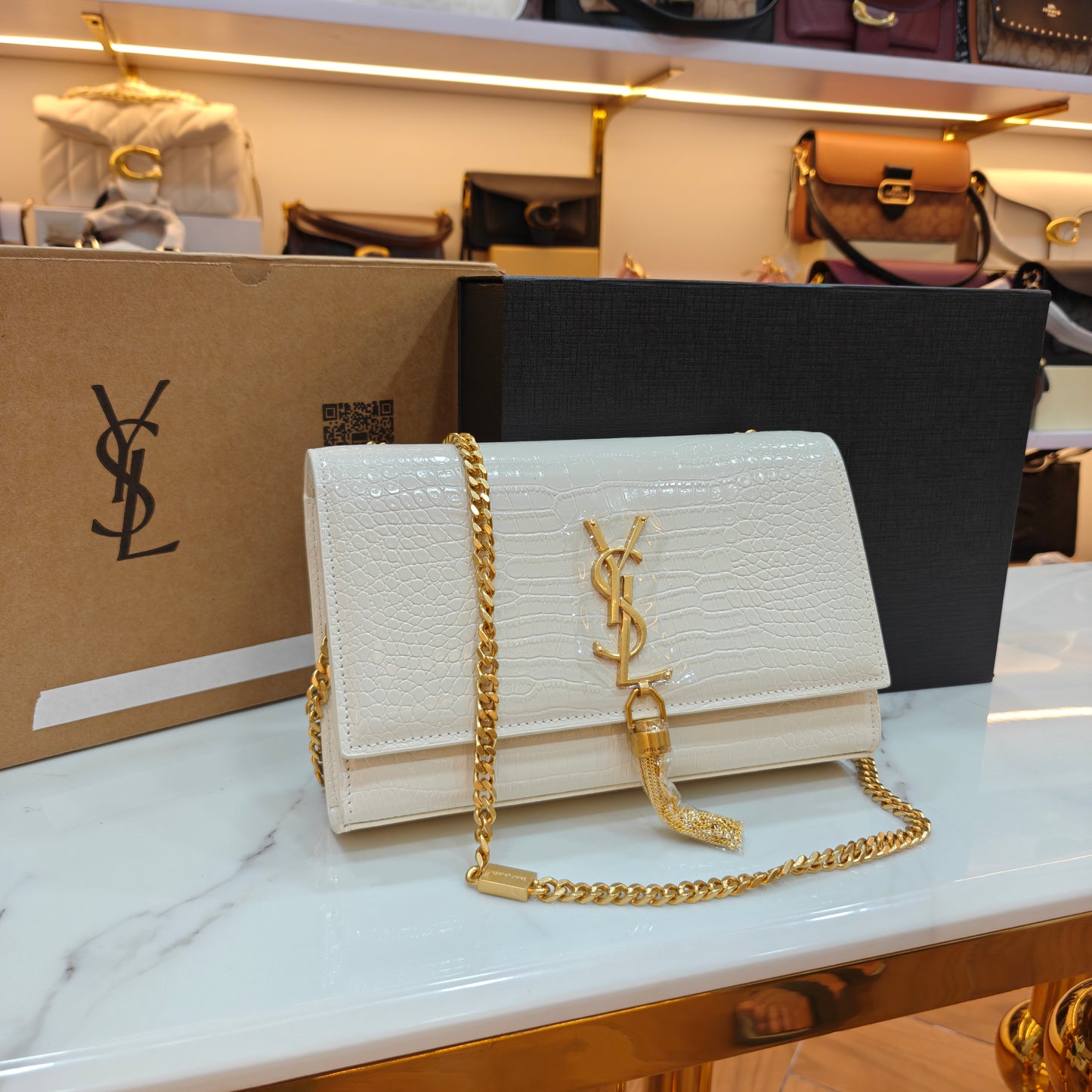 YSL Kate Croco - White (Ultra Premium)