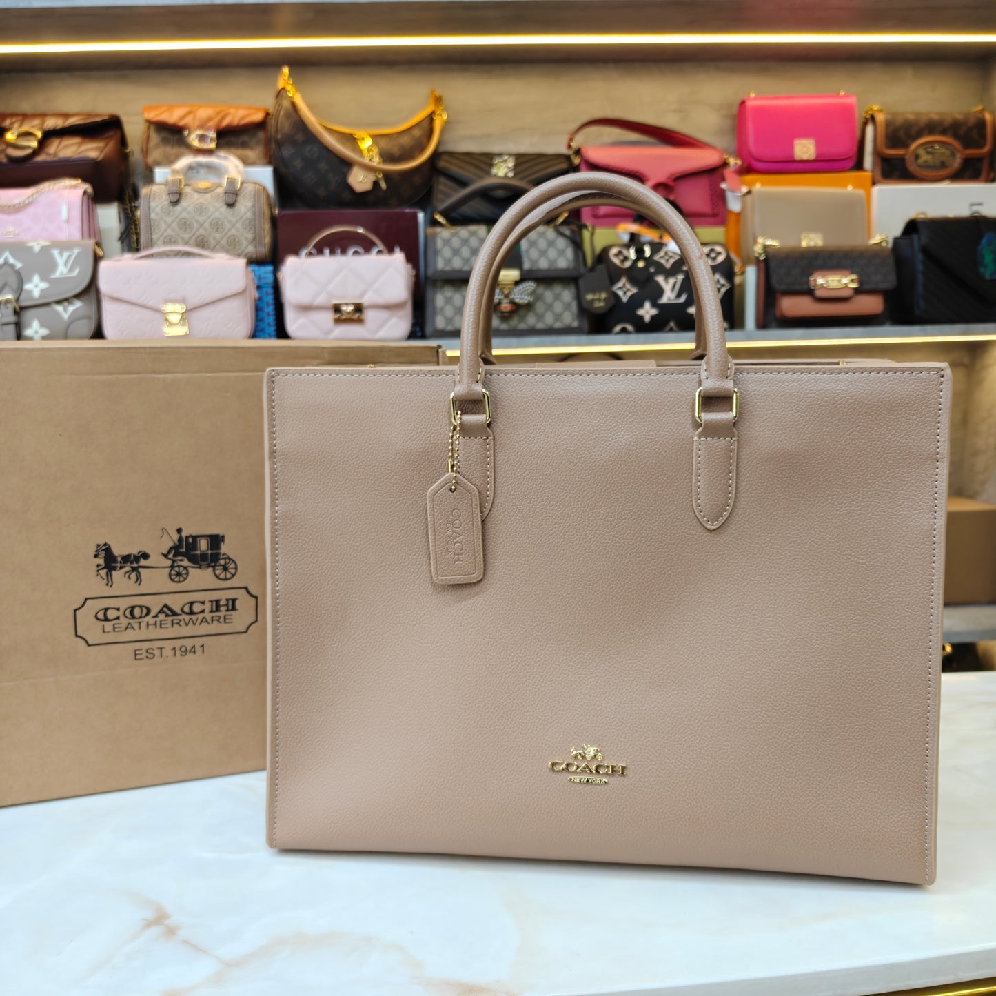 CH Maggie Tote Bag - Ultra Premium with Box (All Beige)