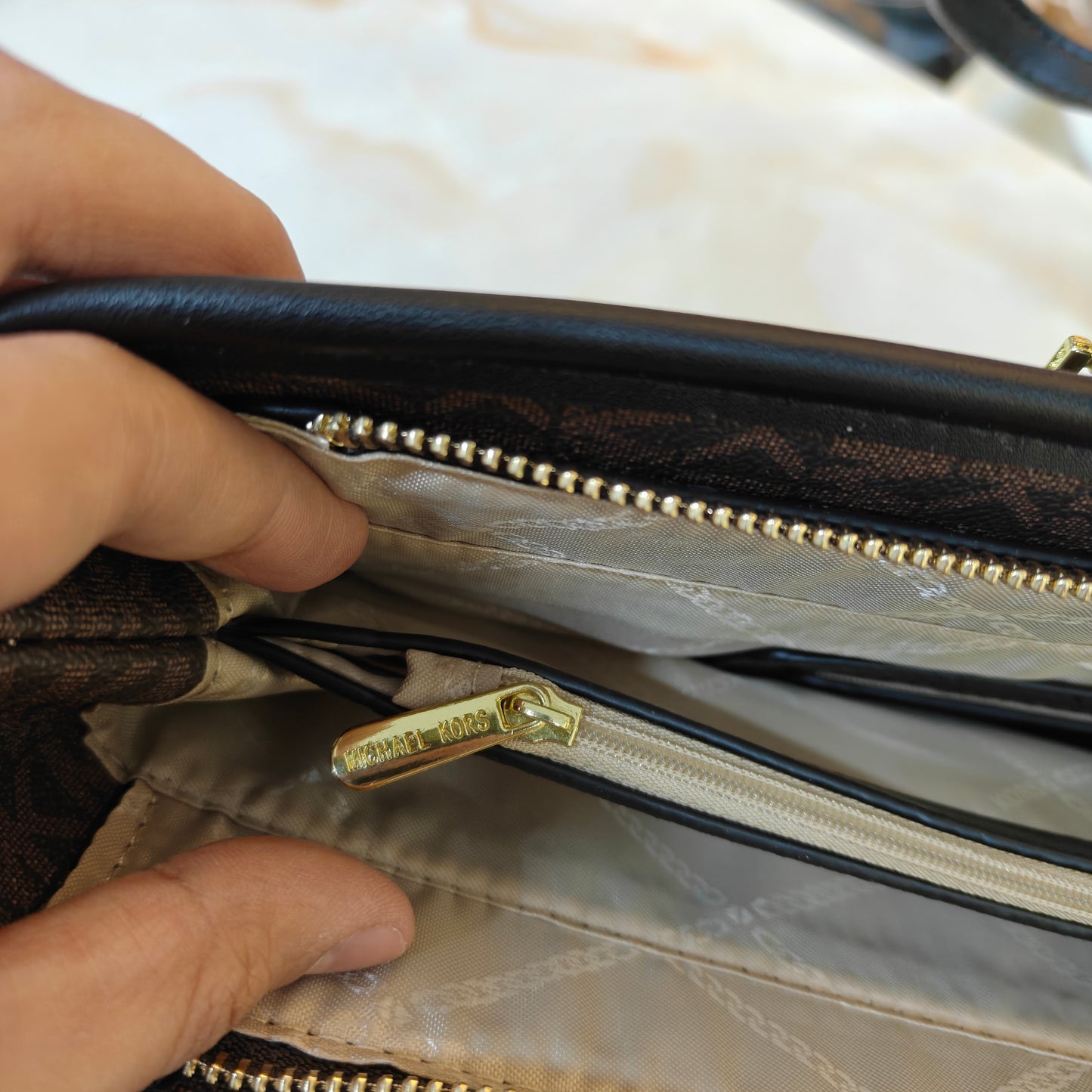 MK86 3 Partition Tote Bag - Coffee Black Colour