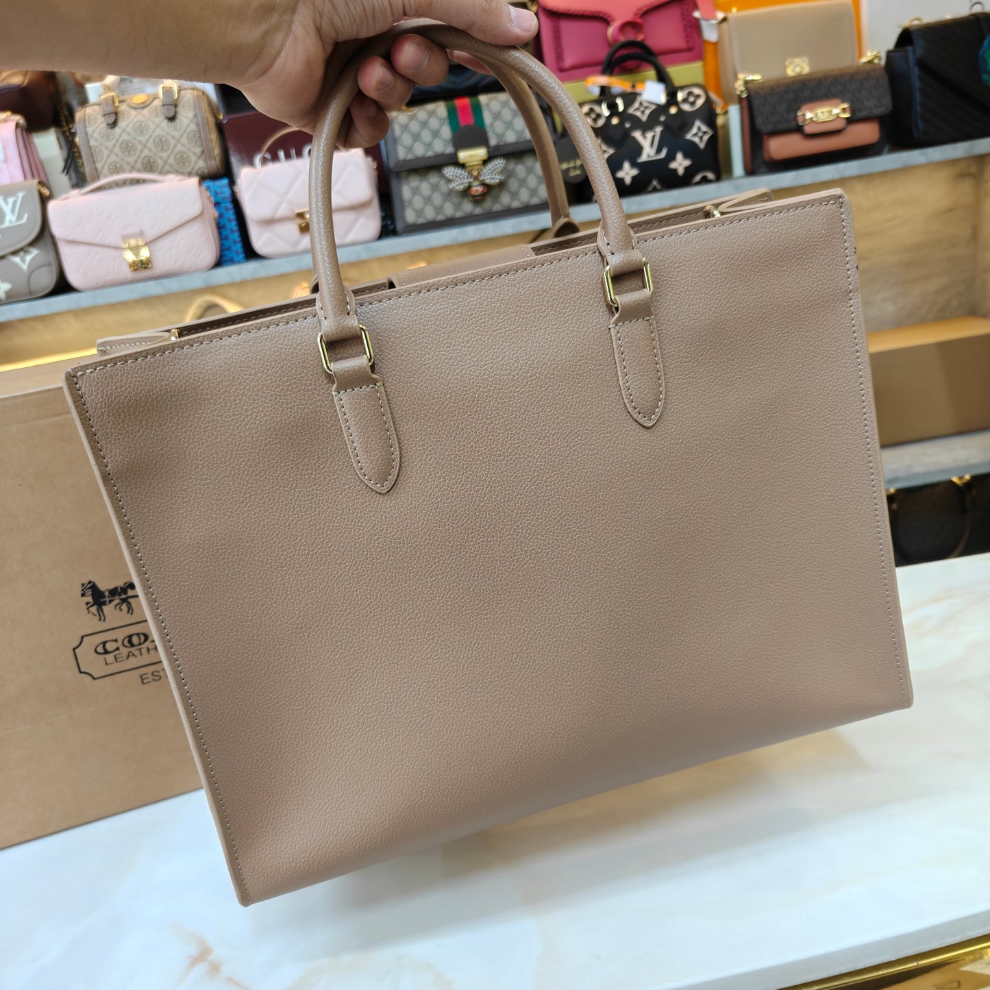CH Maggie Tote Bag - Ultra Premium with Box (All Beige)