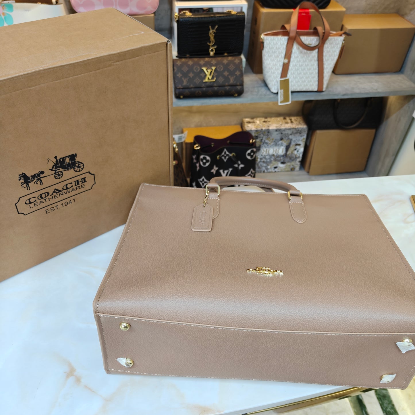 CH Maggie Tote Bag - Ultra Premium with Box (All Beige)