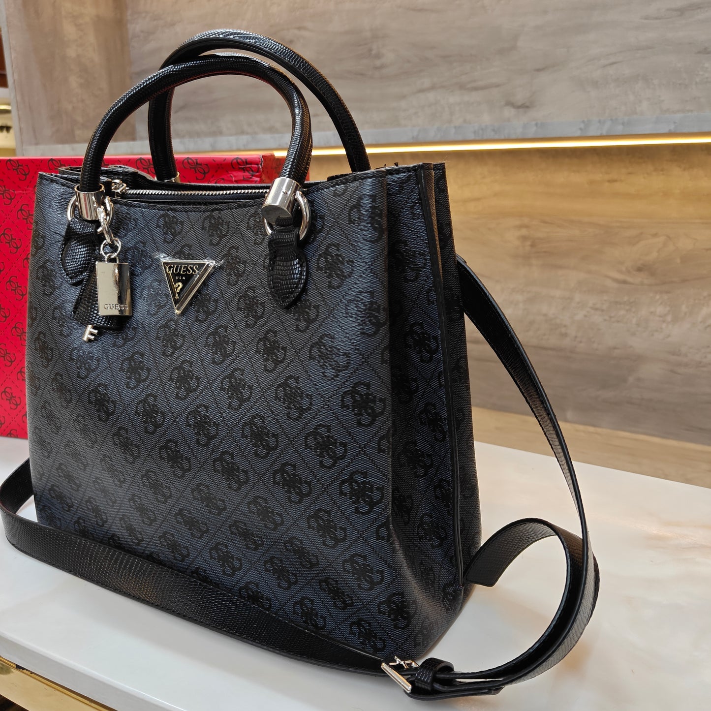 GUESS72 Satchel Bag - Designer Black