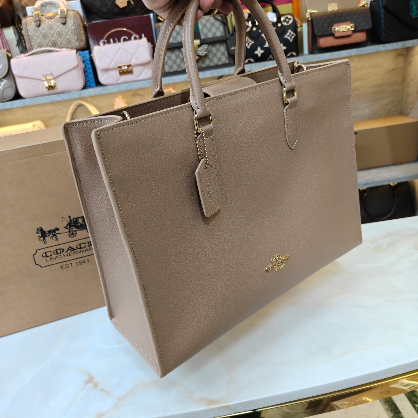 CH Maggie Tote Bag - Ultra Premium with Box (All Beige)