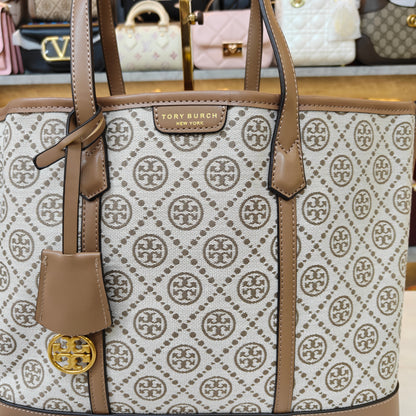 TB Perry T Monogram Triple Compartment - Beige