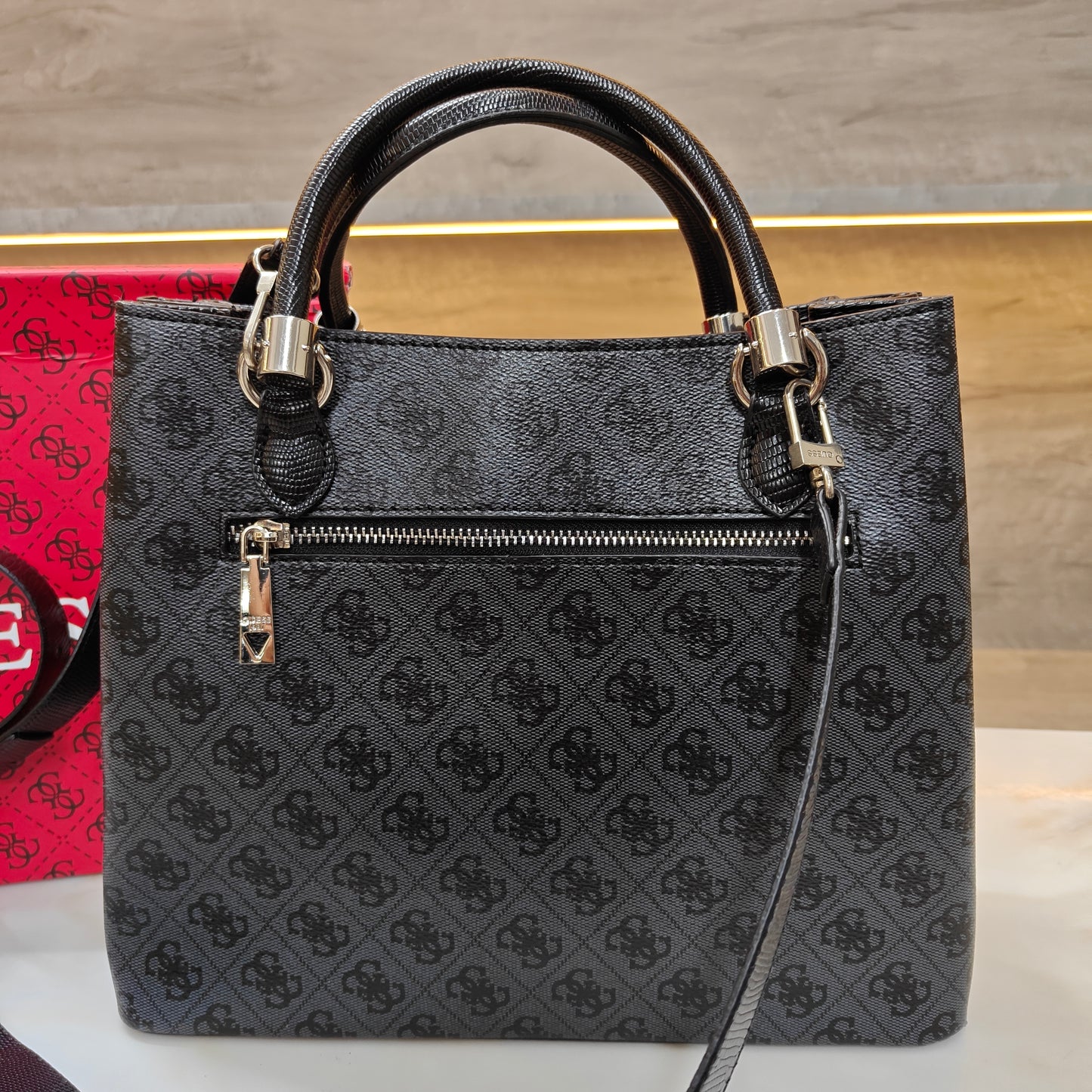 GUESS72 Satchel Bag - Designer Black