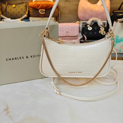 CNK Cream Croco ELSPETH Animal Effect Small Shouder Bag