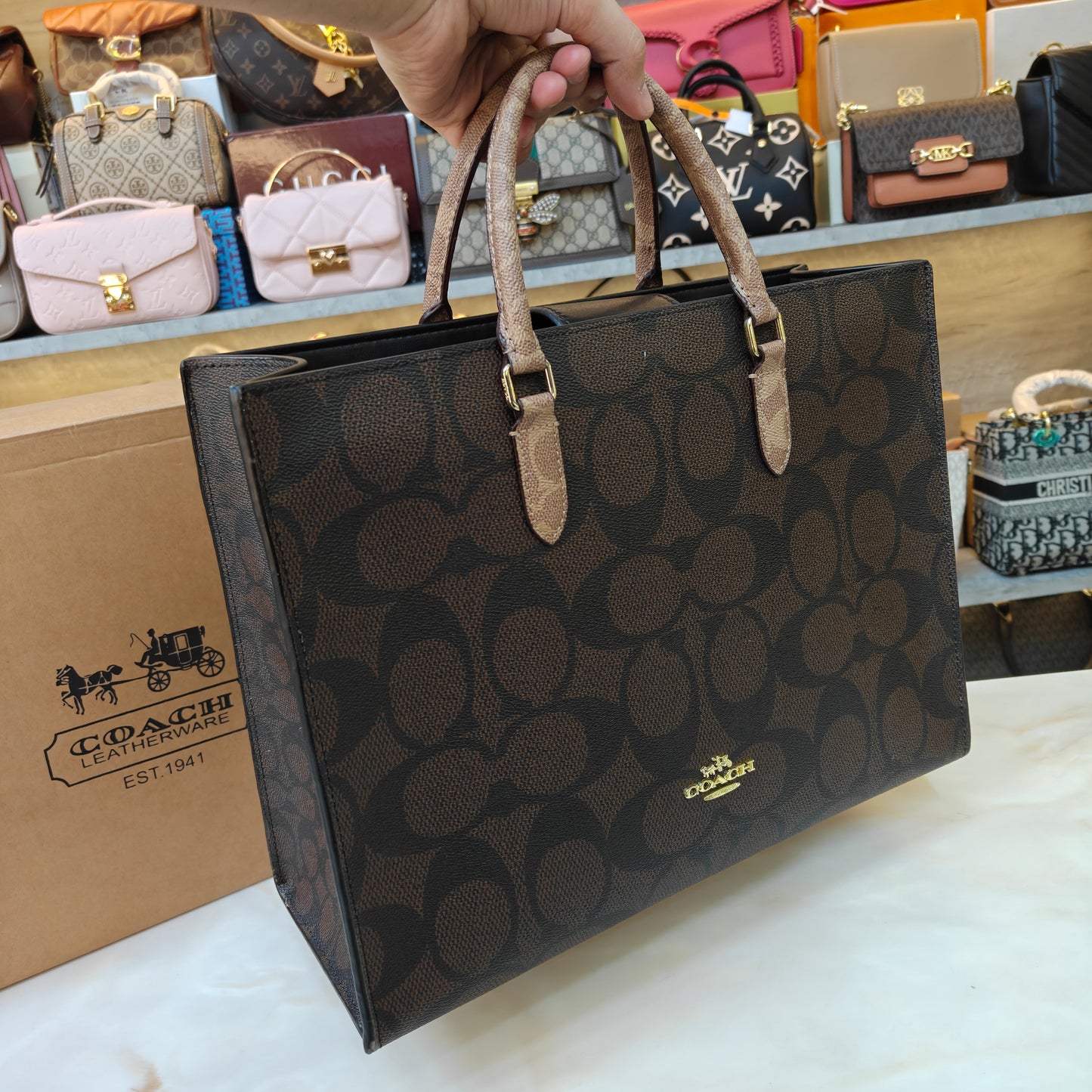 CH Maggie Tote Bag Ultra Premium with Box (Chocolate)