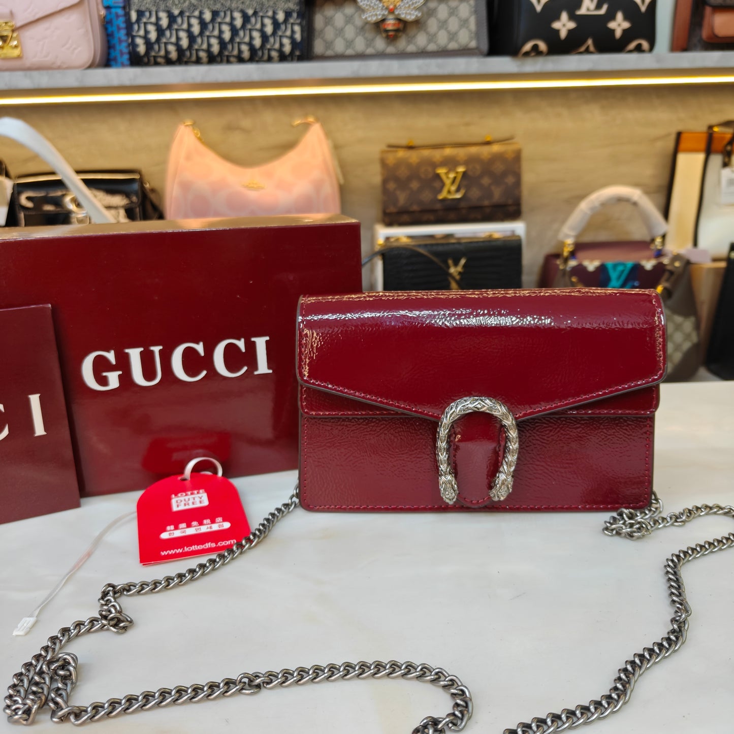 GG90 Diana Crossbody Double Box Packaging - Glossy Wine Colour