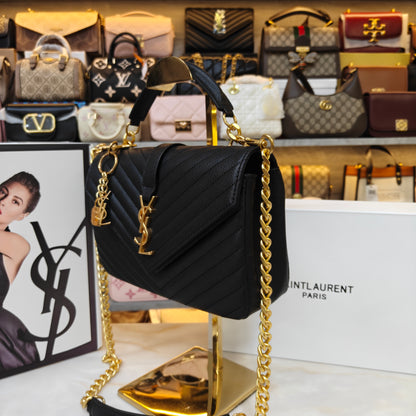 YSL College Medium Matelassé V-Flap Crossbody Bag - Black (Ultra Premium Double Box)