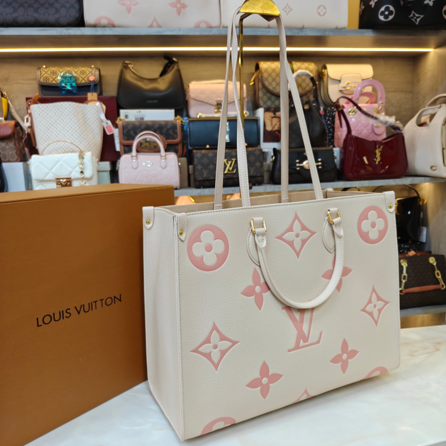 LVB 41cm OTG Large Tote Bag - Cream Pink (Double Box Ultra Premium)
