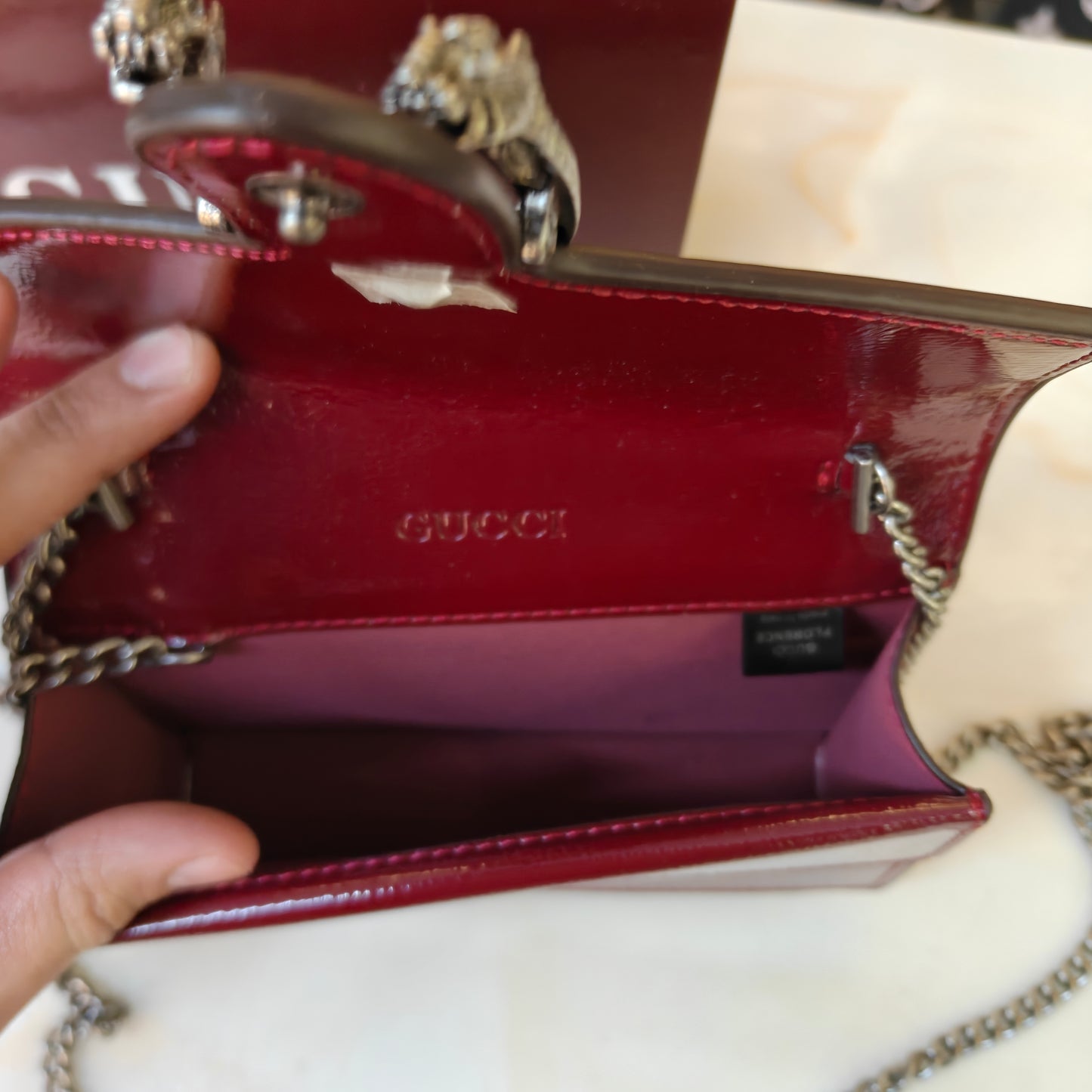 GG90 Diana Crossbody Double Box Packaging - Glossy Wine Colour