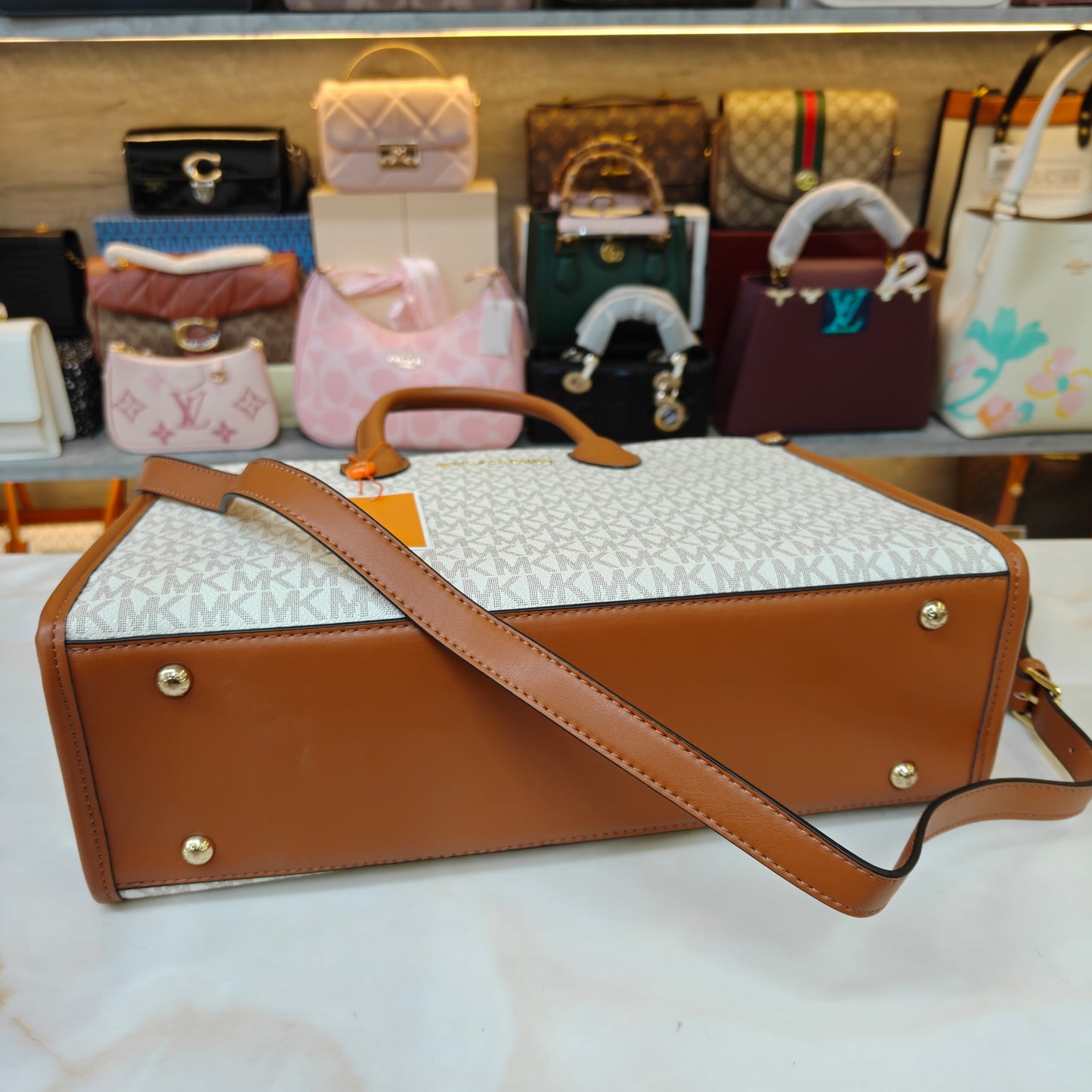 Mk Mirella Tote - Tan White