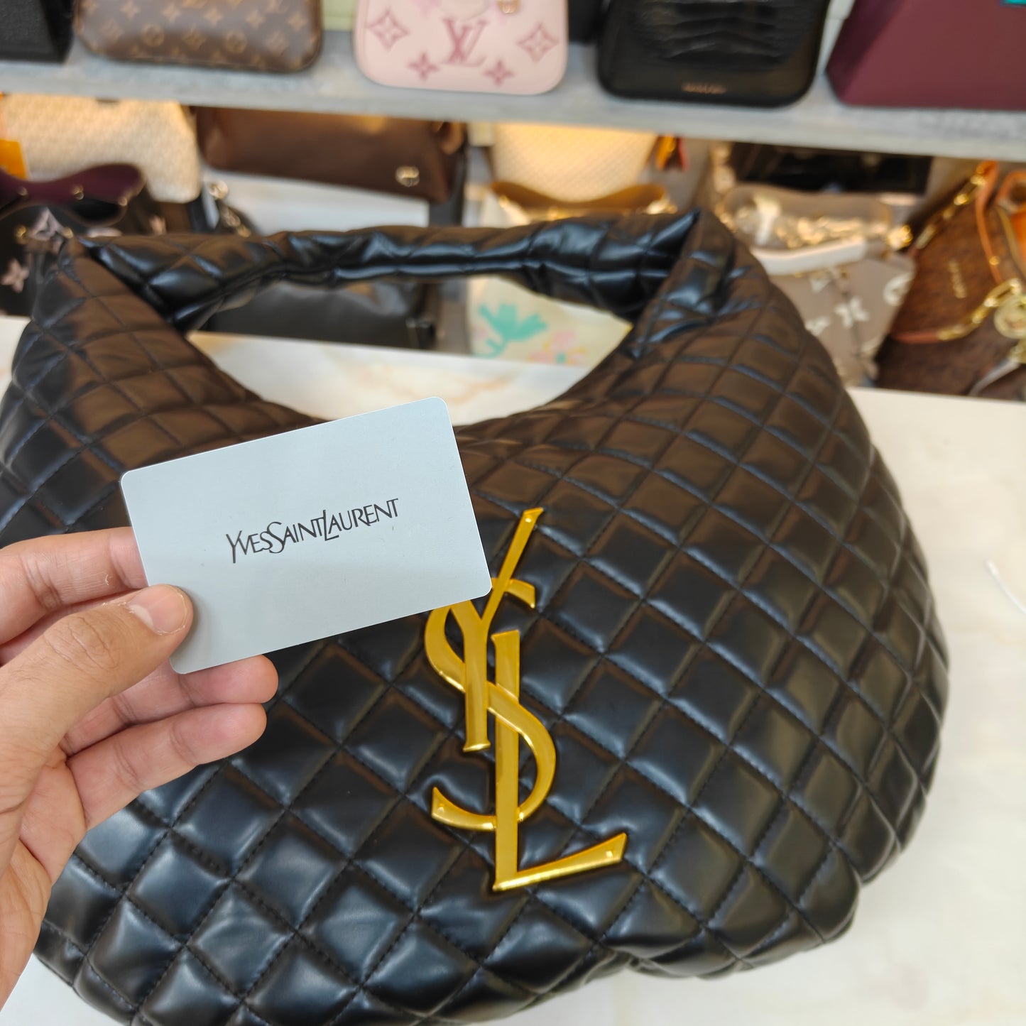YSL9 Icare Hobo In Quilted Napa Black