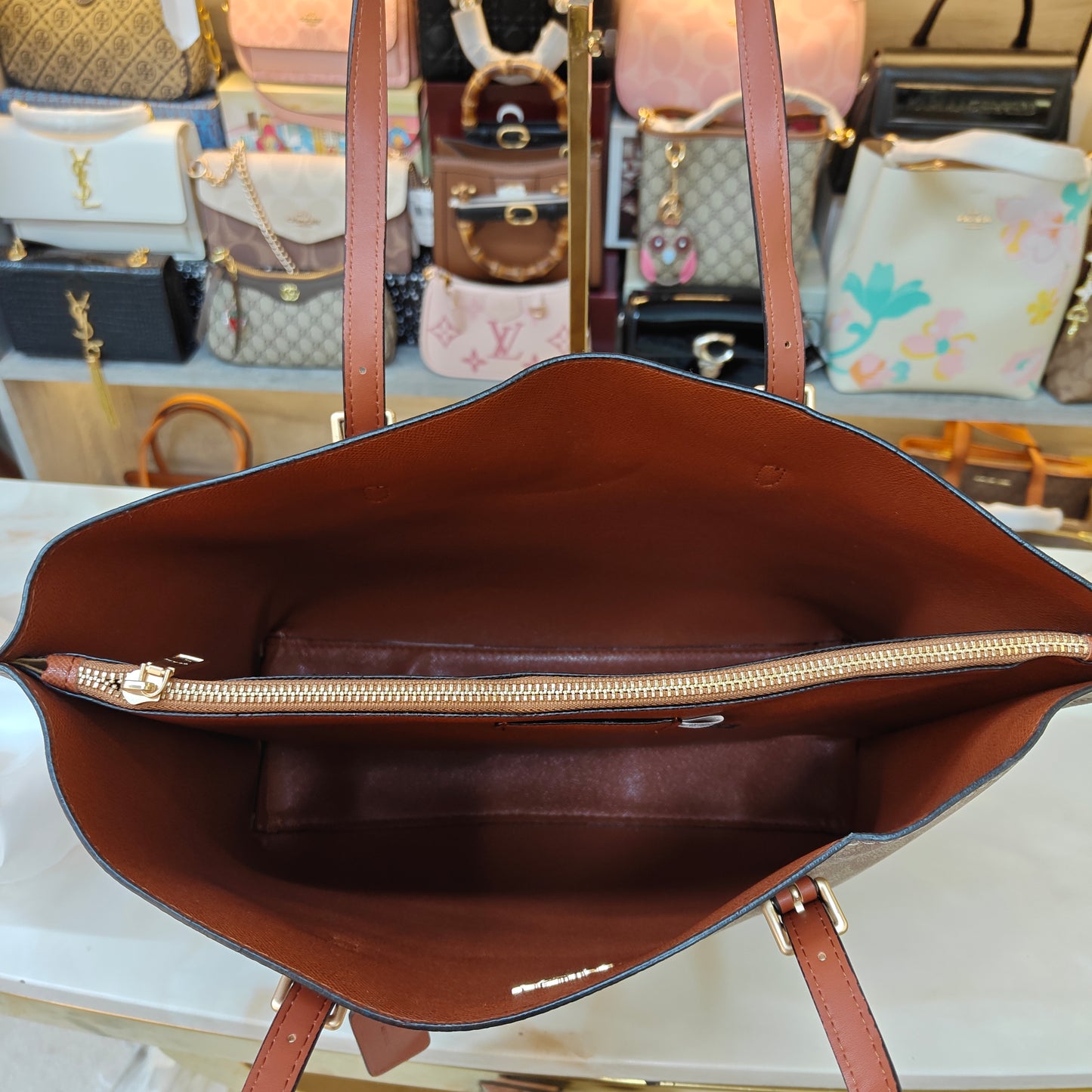 CH Mollie 3 Partition Tote Bag - Tan Apricot